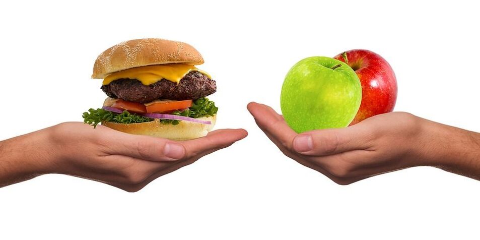 keuze tussen gezond en ongezond eten